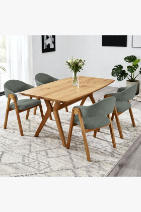 Massiver Eiche Esstisch oval 180x90 cm mit gepolstertem